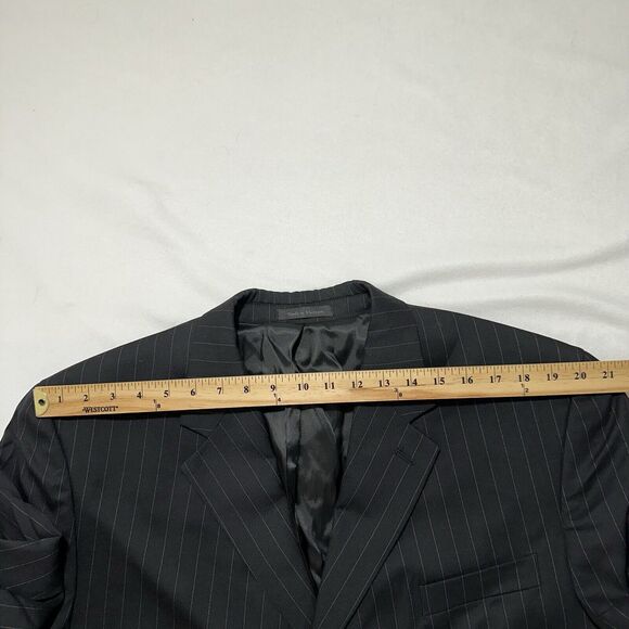 Chaps Suit Jacket Men's 46 Long (46L) 100% Wool Black Pinstripe Sport Coat - Picture 13 of 16